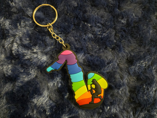 Rainbow Sax Boy PVC Keychain
