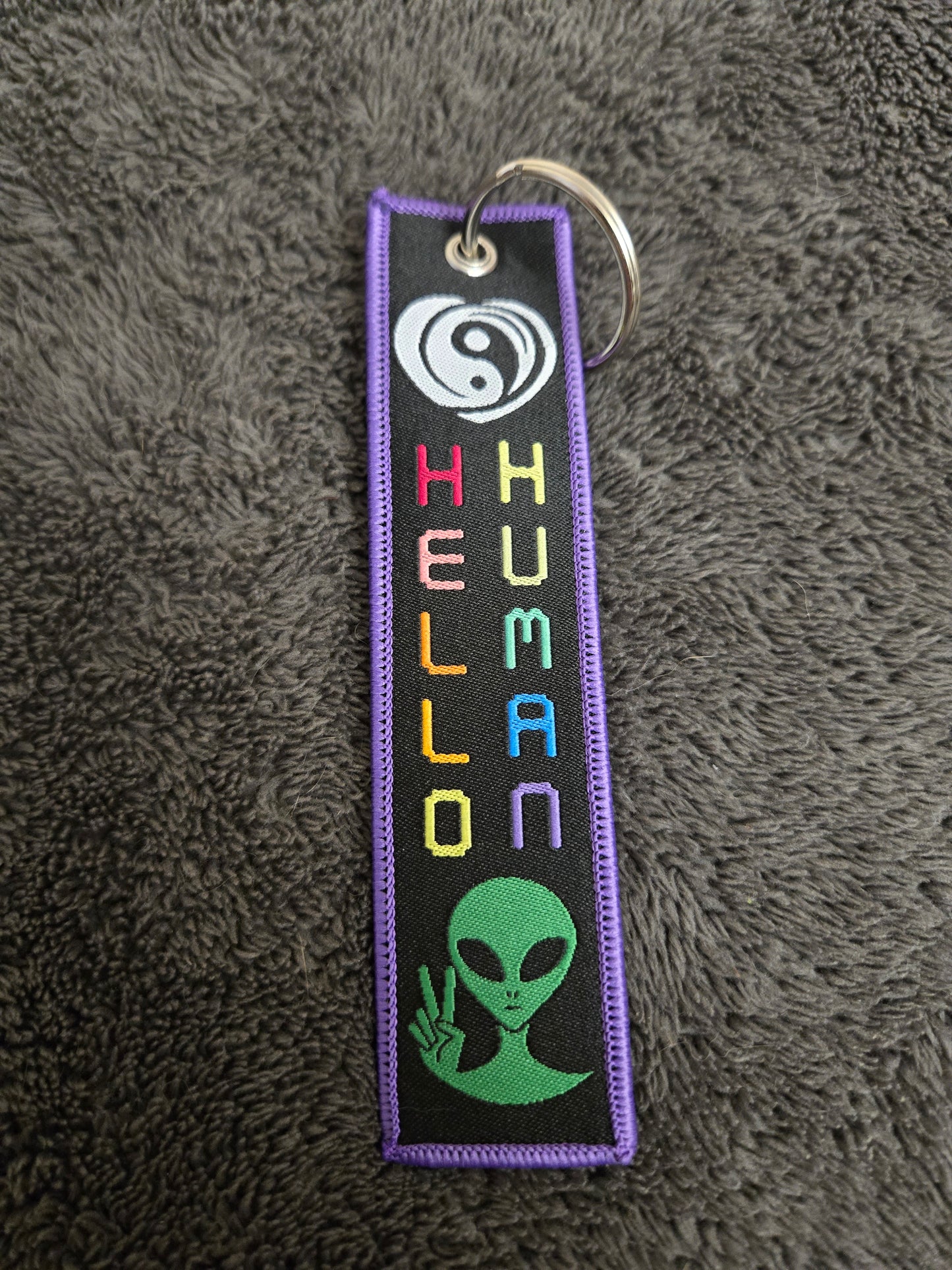 Hello Human Flight Tag Keychain