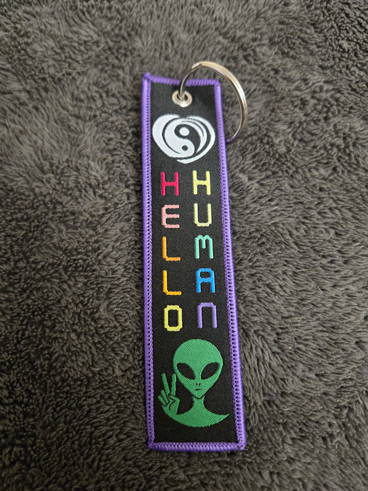 Hello Human Flight Tag Keychain