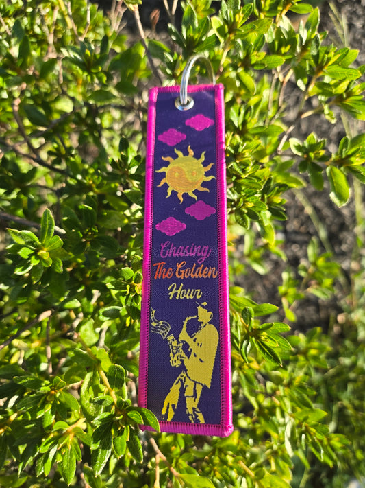 Sunset Sax Flight Tag Keychain